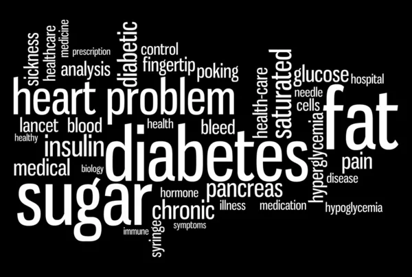 Cukorbetegség betegség info szöveg grafikus és elrendezés szó felhők koncepció — Stock Fotó