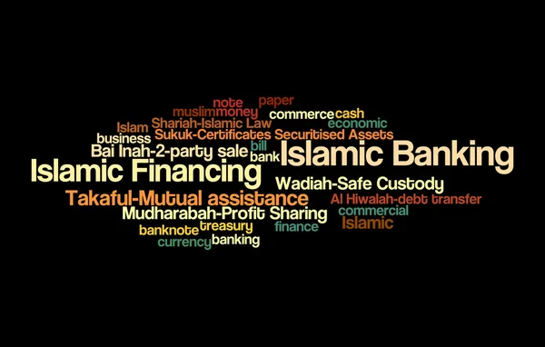 Ісламський банкінг або фінансування концепції та жаргон info текст графіки та аранжування слово хмари — стокове фото