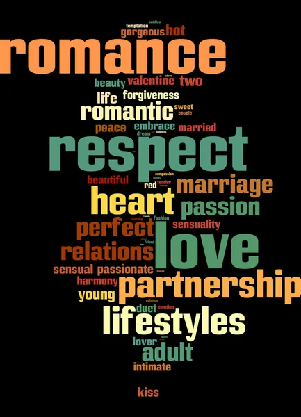 Rispetto, amore, romanticismo info grafica del testo e concetto di disposizione — Foto Stock