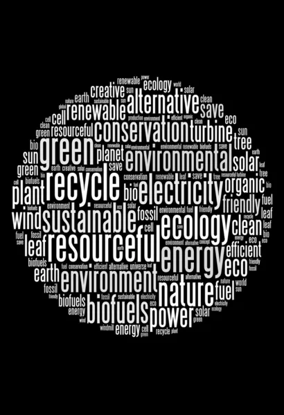 Zielonej energii i recykling informacji tekst grafika i układ słowo chmury koncepcja — Zdjęcie stockowe