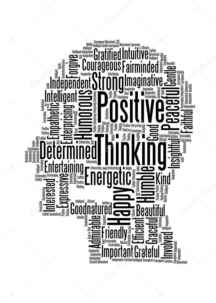 Positive thinking info text graphics and arrangement word clouds