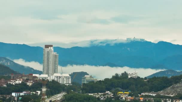 Nebel auf den tropischen Hügeln. — Stockvideo