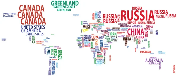 Carte du monde, pays, continents, nations vecteur — Image vectorielle