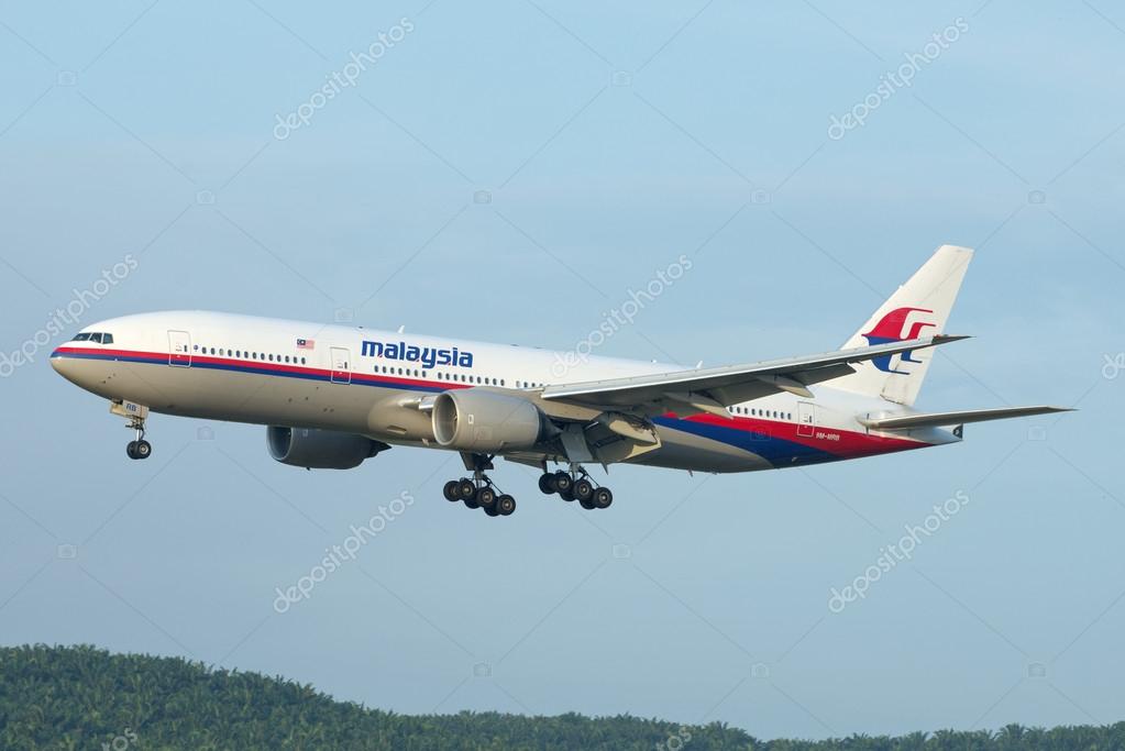 KUALA LUMPUR INTERNATIONAL AIRPORT (KLIA), SEPANG, MALAYSIA- JULY 21, 2014: Boeing 777-200ER (9M-MRB) MAS lands at KLIA, Malaysia. Similar plane MH17 was shot down in Ukraine-Russian border recently.