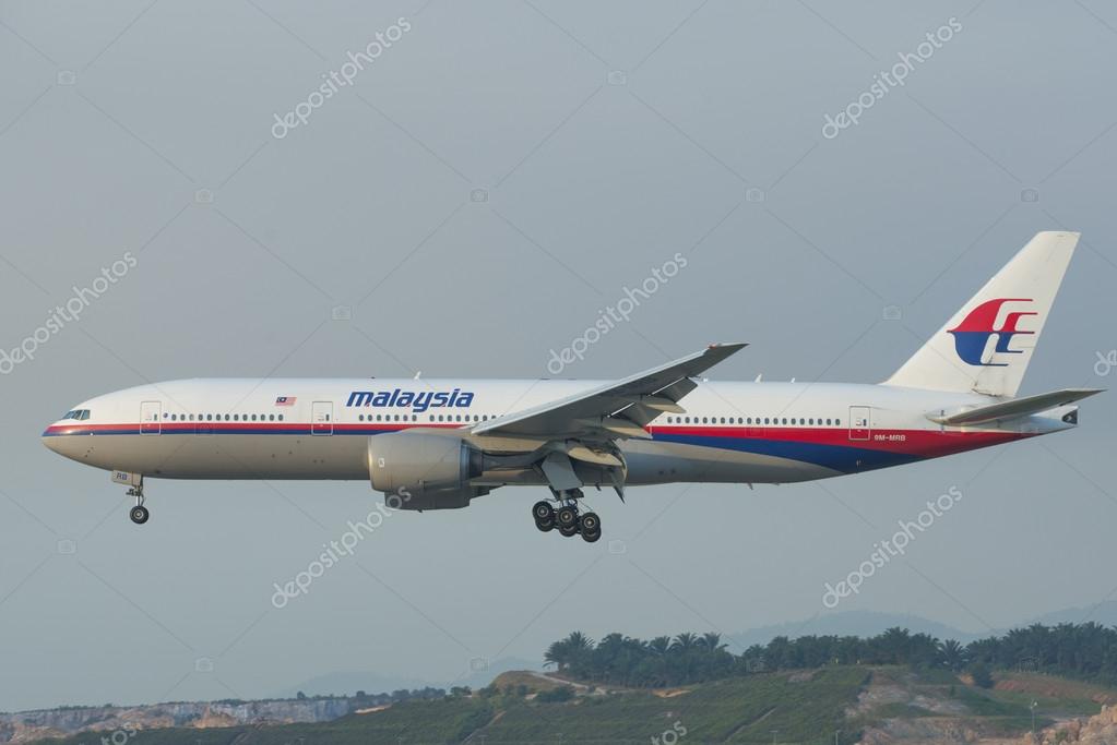 KUALA LUMPUR INTERNATIONAL AIRPORT (KLIA), SEPANG, MALAYSIA- JULY 21, 2014: Boeing 777-200ER (9M-MRB) MAS lands at KLIA, Malaysia. Similar plane MH17 was shot down in Ukraine-Russian border recently.