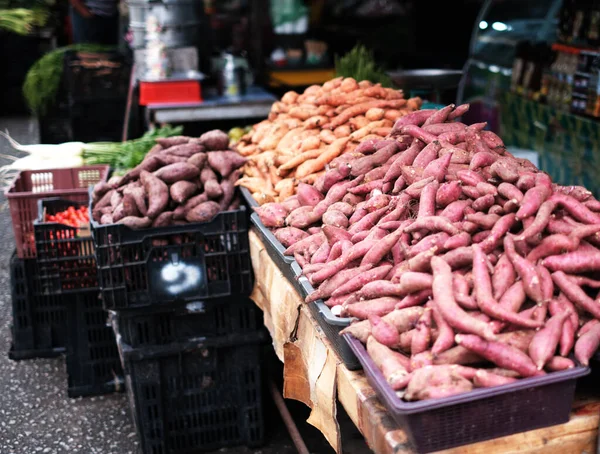 Čerstvě Vykopané Sladké Hrnce Prodej Cameron Highlands Pahang Malajsie — Stock fotografie