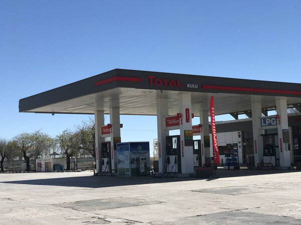 KULU, KONYA, TURKEY CIRCA 2017 : Total Petrol gas station at rest area in Turkiye. Total Petrol is a French petrol conglomerate companies.