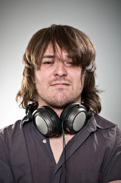 Scruffy Looking Headphones Man — Stock Photo, Image