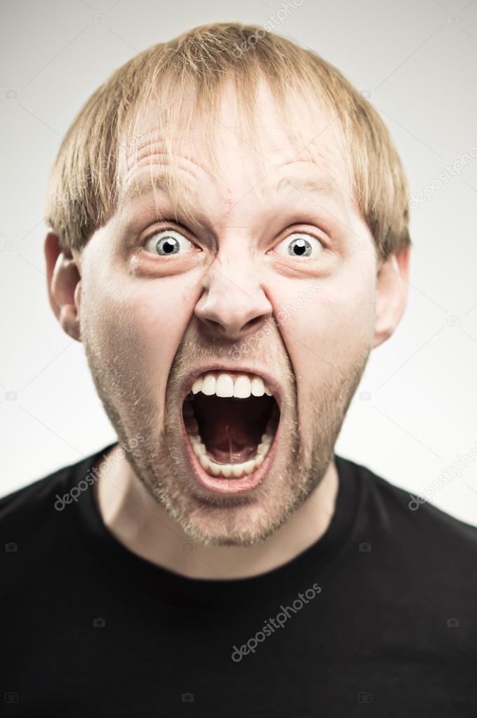 Caucasian Man Screaming Portrait