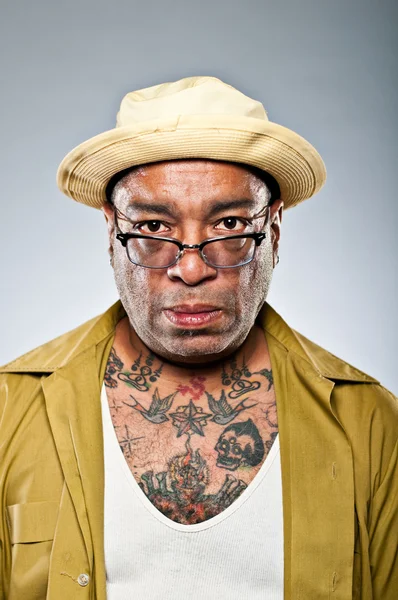 Stylish African American Man With Many Tattoos. — Stock Photo, Image