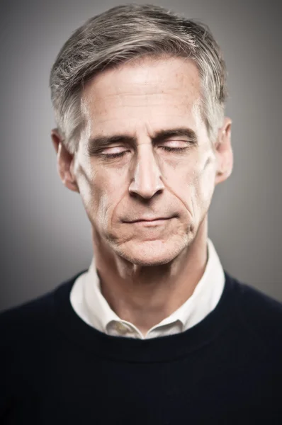 Mature Caucasian Man With His Eyes Closed Portrait — Stock Photo, Image