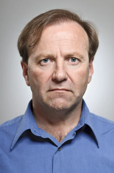 Mature Caucasian Man With Blank Expression Portrait — Stock Photo, Image