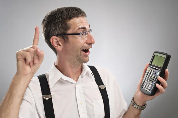 Math Nerd Makes a Critical Error As Smoke Rises From Behind Him — Stock Photo, Image