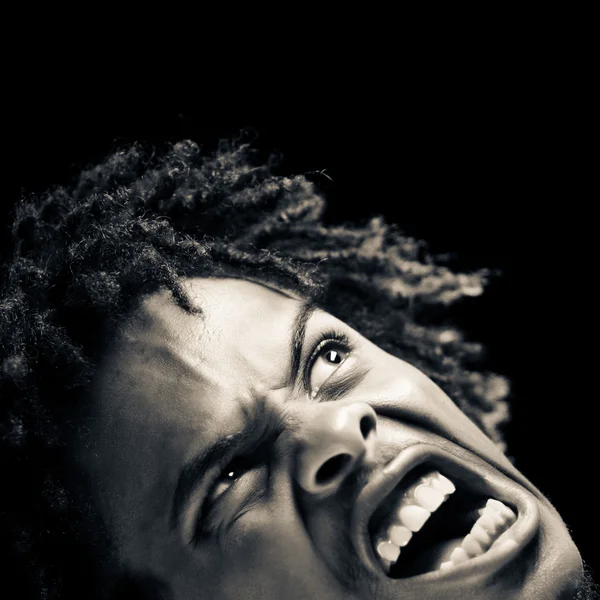 Zestresowany młody człowiek african american — Zdjęcie stockowe