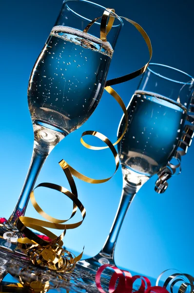 Celebrazione del capodanno blu Champagne — Foto Stock