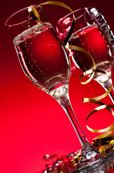 Festa del capodanno rosso Champagne — Foto Stock