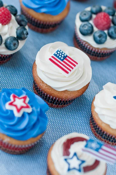 Vierde van juli cupcakes Rechtenvrije Stockfoto's