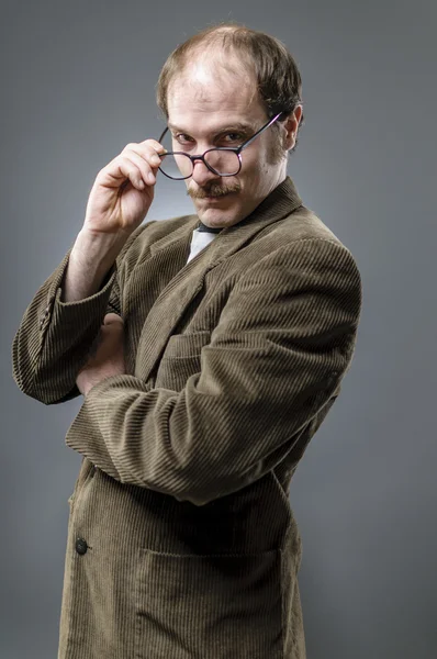 Jeune professeur avec moustaches — Photo