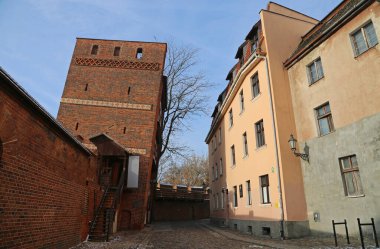 The street with Leaning Tower - Torun, Poland