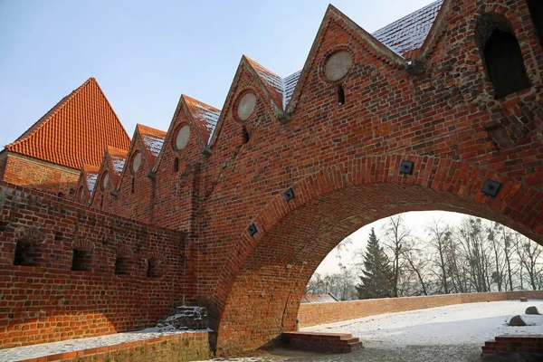 Brama Łukowa Murze Obronnym Zamek Krzyżacki Toruń Polska — Zdjęcie stockowe