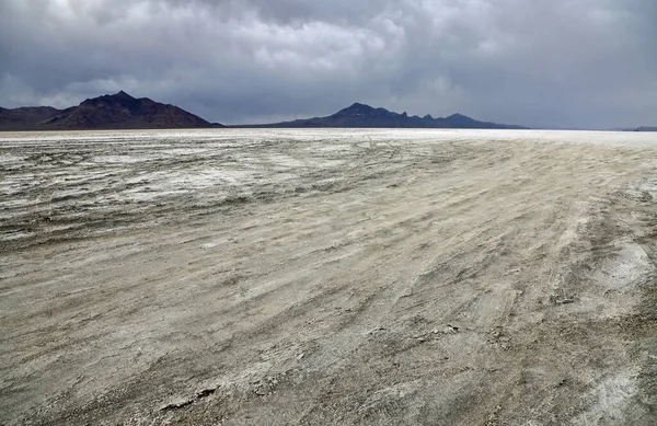 Pistas Neumáticos Salinas Bonneville Salt Flats Great Salt Desert Utah — Foto de Stock