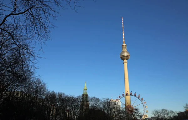 Torre Televisión Desde Parque Berlín Alemania —  Fotos de Stock