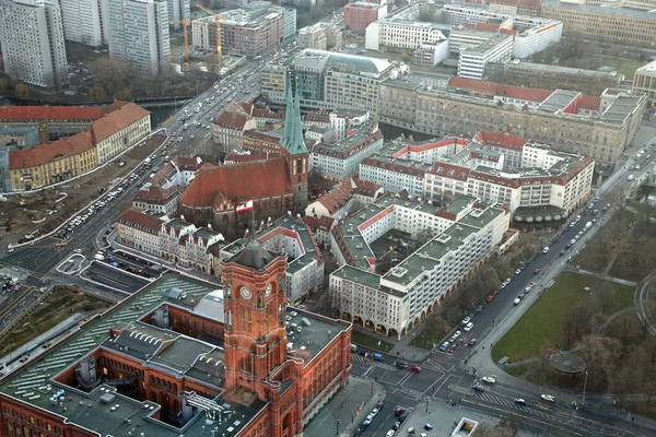 Vista Desde Torre Ayuntamiento Rojo Iglesia San Nicolás Berlín Alemania —  Fotos de Stock