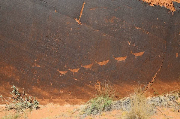 Petroglifák Colorado Folyó Kanyonban Patkó Kanyar Oldal Arizona — Stock Fotó