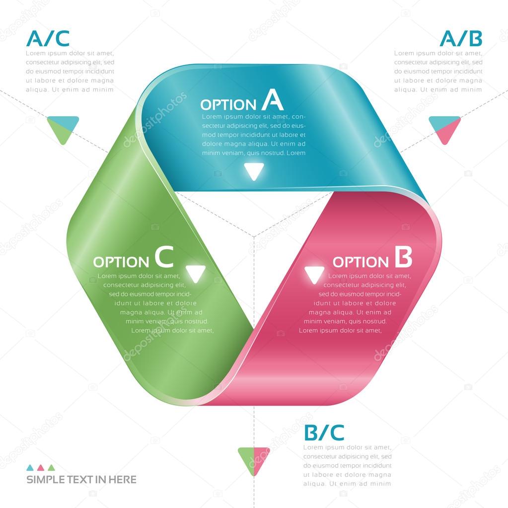 Mobius strip of paper. Vector option infographic.