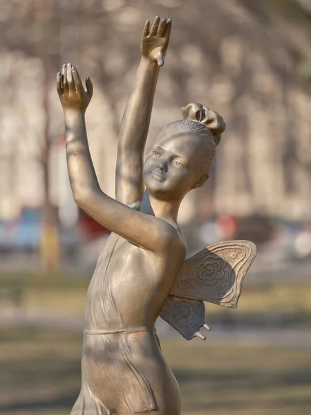 Красивая Металлическая Статуя Погибшей Девушки Тинки Братислава Словакия — стоковое фото
