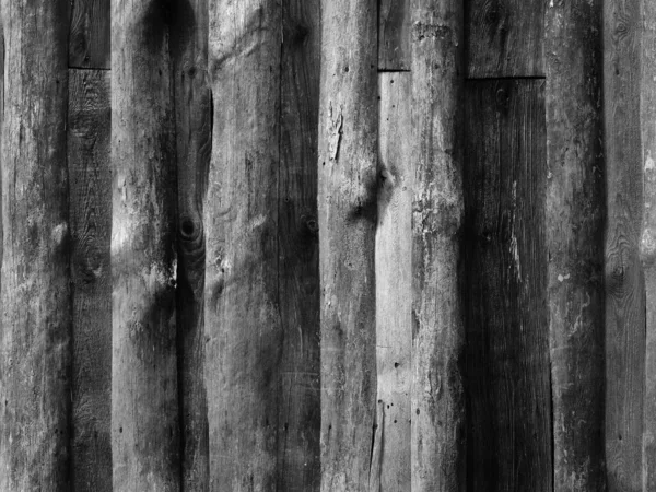 Stará Dřevěná Chata Zeď Pozadí Textura Černé Bílé — Stock fotografie