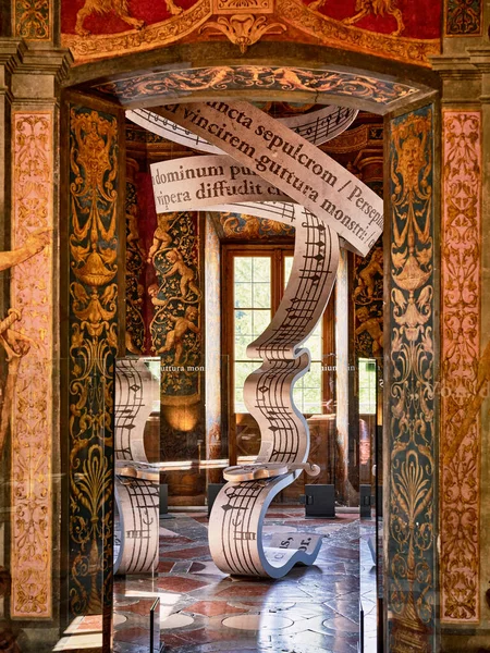 Belo Interior Palácio Hellbrunn Áustria — Fotografia de Stock