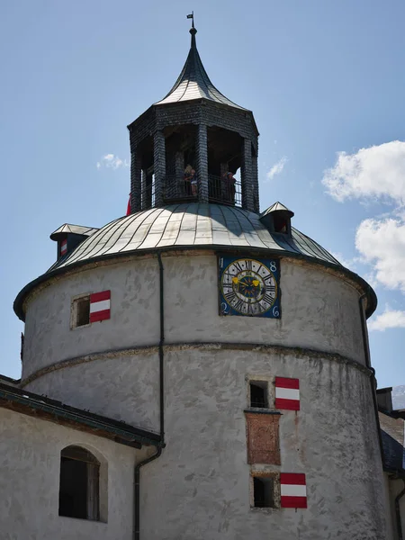 Λεπτομέρεια Του Πύργου Στο Μεσαιωνικό Κάστρο Hohenwerfen Στην Αυστρία — Φωτογραφία Αρχείου