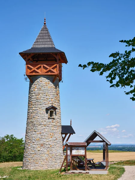 Stone Lookout Tower Wooden Roof Holic Slovakia — Fotografia de Stock