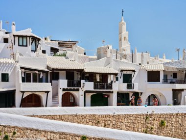 Binibeca Vell white village architecture  in Menorca island, Spain