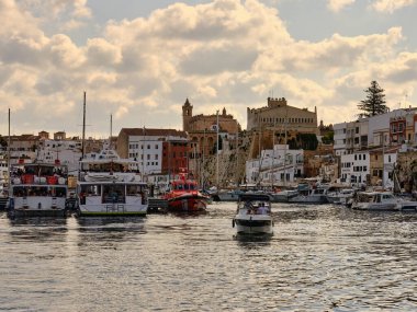 Ciutadella port and cityscape in Menorca, Spain