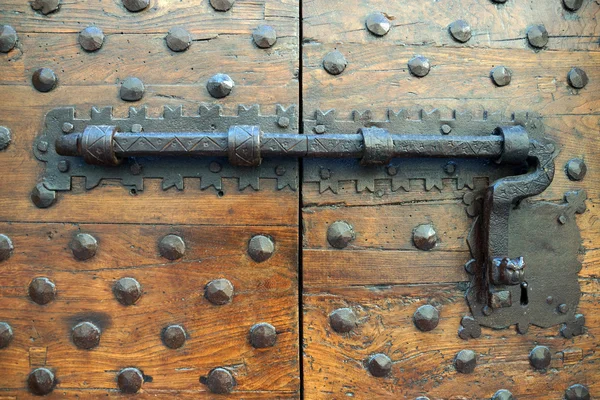 Puerta vieja con una cerradura elegante —  Fotos de Stock