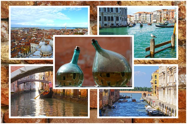 Collage de monumentos en Venecia, Italia — Foto de Stock