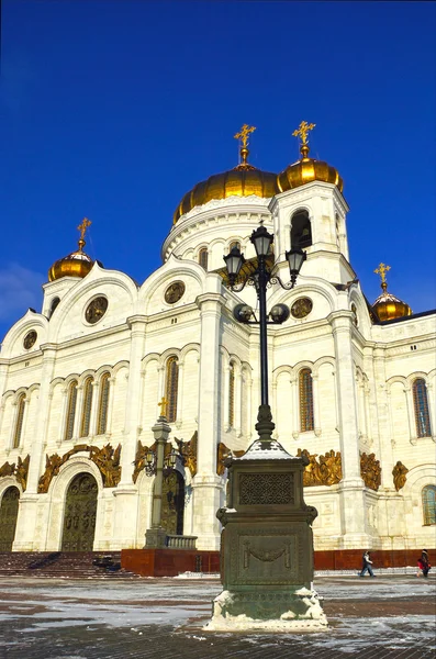 Zimą. Sobór Chrystusa Zbawiciela w Moskwie, Rosja — Zdjęcie stockowe