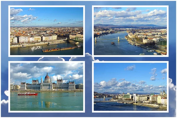 Collage van monumenten van Boedapest, Hongarije — Stockfoto