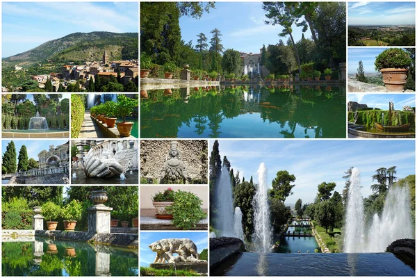 Collage Villa d 'Este, Tivoli, Italien - Stock-foto