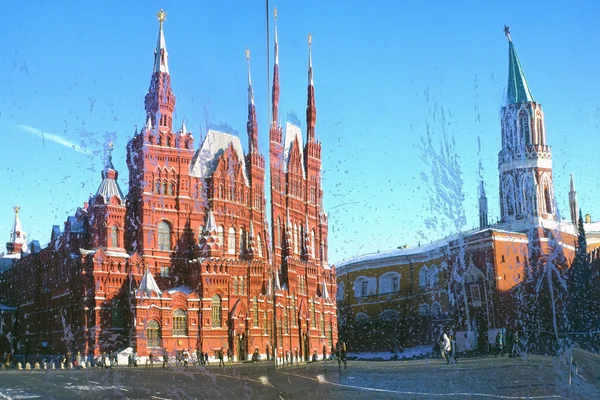 Historisches Museum auf dem Roten Platz, Moskau (Reflexion auf einer Oberfläche — Stockfoto