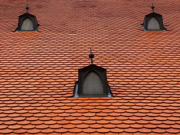 Telha telhado com janelas de vento — Fotografia de Stock