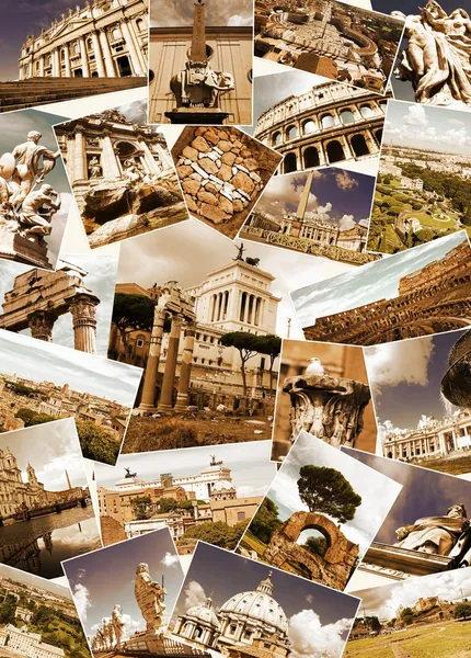 Коллаж достопримечательностей Рима, Италия — стоковое фото