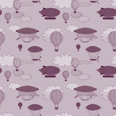 Retro zeplin seamless modeli. Dikişsiz çocuk desen tasarım için çizilmiş.