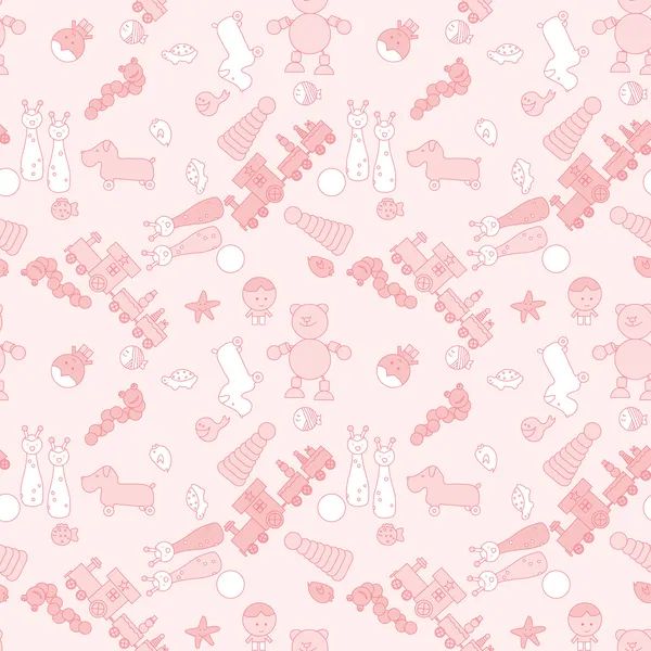Seamless pattern set with toys for girl illustration — Stock Photo, Image