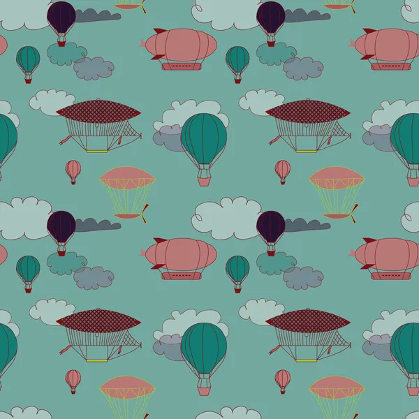 Retro dirigible seamless pattern. — Stock Photo, Image