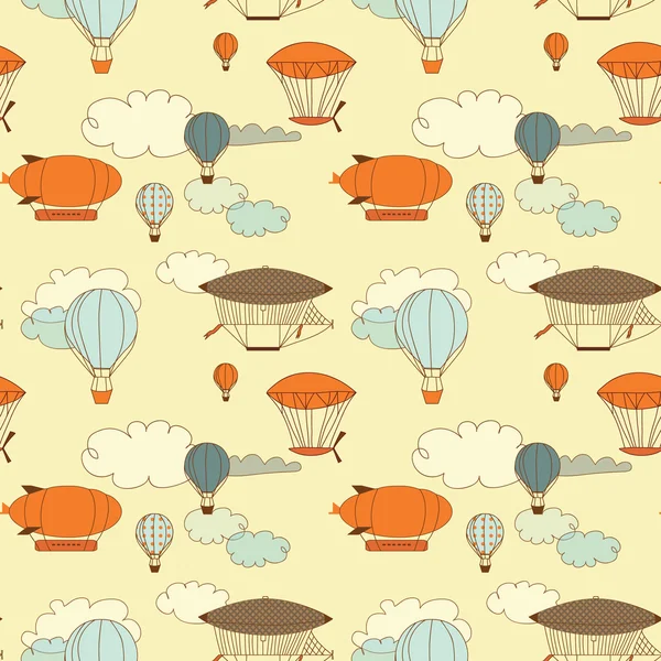 Retro dirigible seamless pattern. — Stock Vector