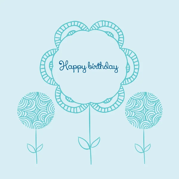 Template for Happy birthday card with place for text. Doodle flower. — Stock Vector