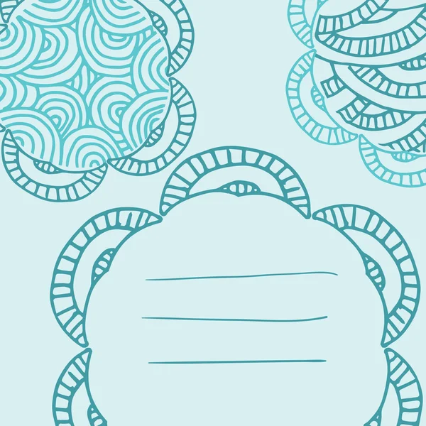 Azul bonito desenho animado doodle frame . — Vetor de Stock